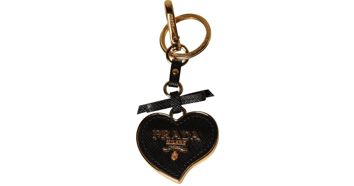 Prada Metal Heart Spade Keychain