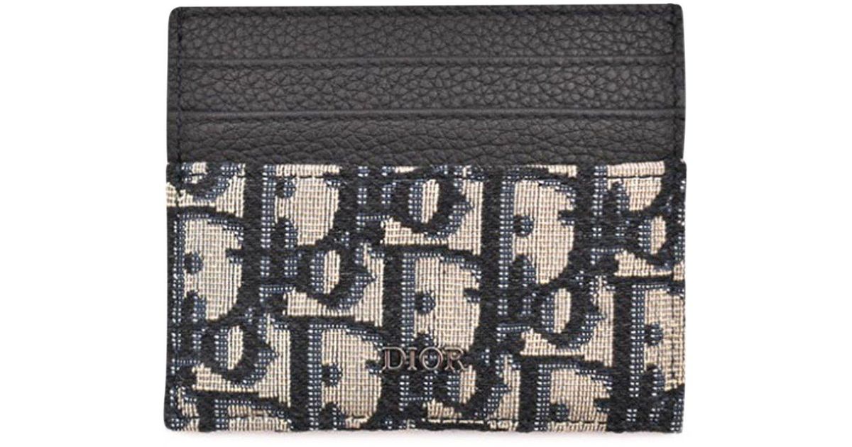 Dior Beige And Black Jacquard Dior Oblique Card Holder And Black