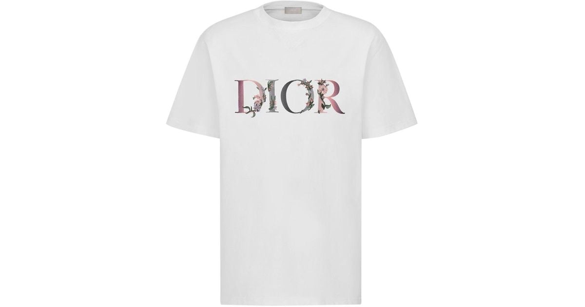 T-SHIRT DIOR con logo FLOWERS OVERSIZE da Uomo di Dior in Bianco | Lyst