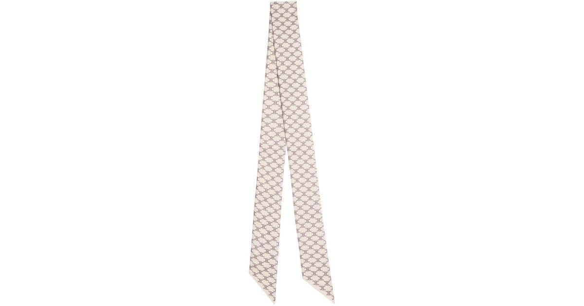 スカーフ CELINE Triomphe Silk Twill Lavalliere Celine Triomphe Silk Twill Lavallière in White | Lyst