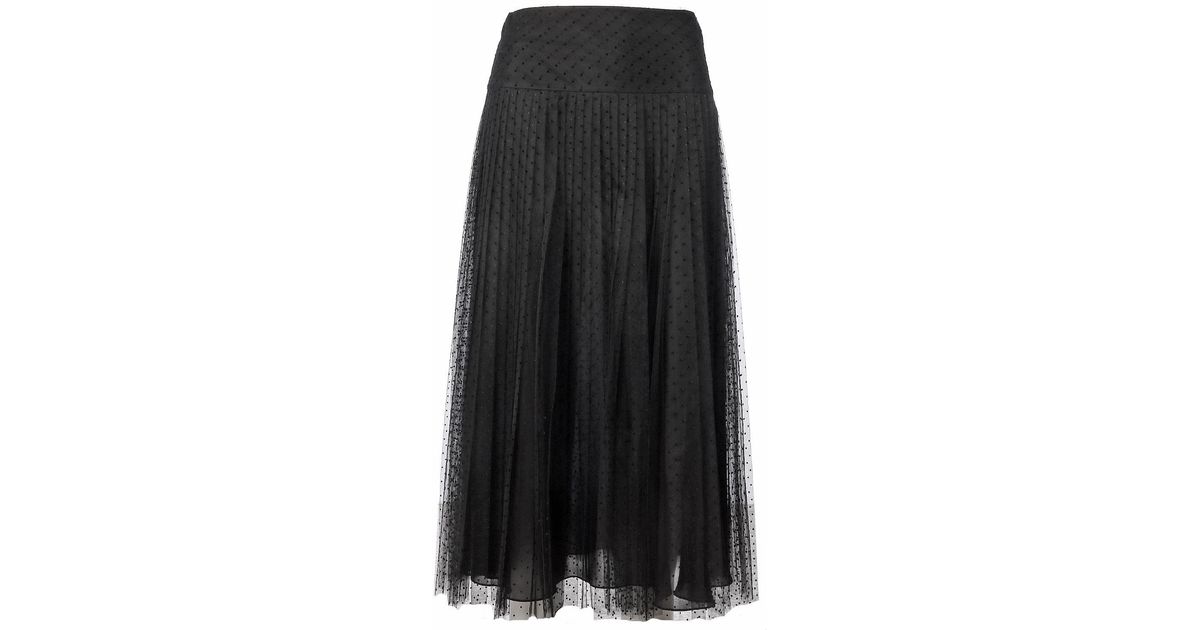 Dior Tulle Pleated Skirt in Black | Lyst