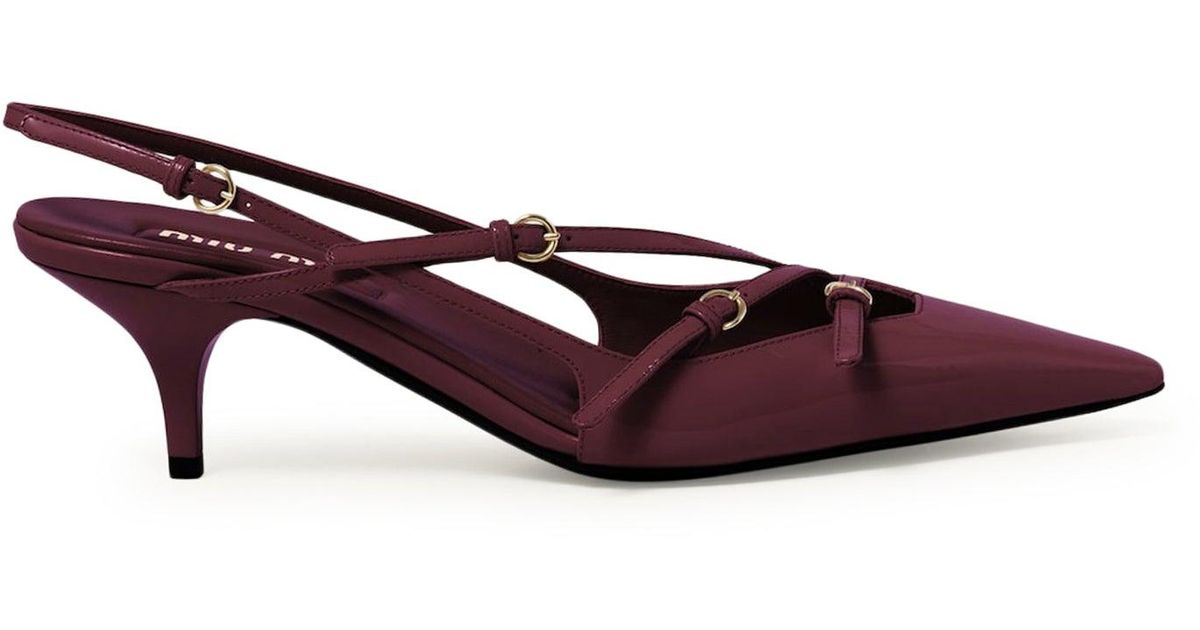 miu miu patent leather slingback pumps