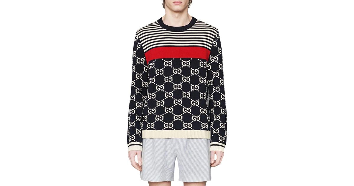 Gucci GG And Stripes Knit Sweater for Men Lyst