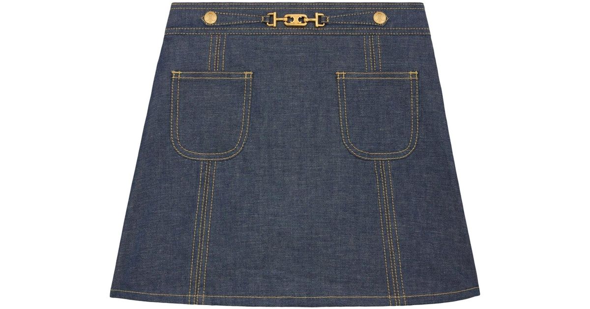 ミニスカート CELINE TRAPEZE MINI SKIRT IN RAW WASH DENIM Women's Trapeze mini skirt in raw wash denim | CELINE | 24S