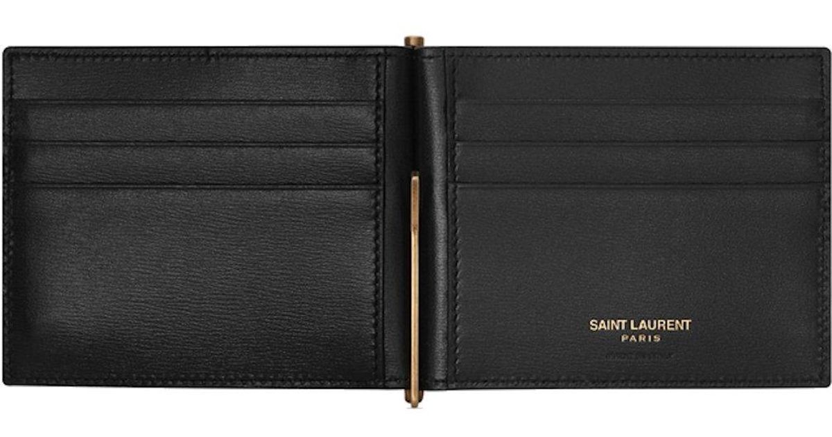 Saint Laurent Monogram Money Clip Wallet in Black for Men Lyst