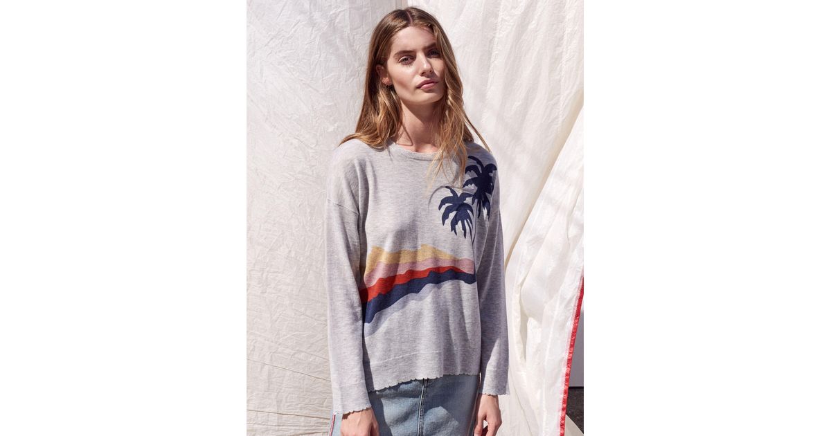 SUNDRY Womens Tropical Sunset Crew Neck Sweater
