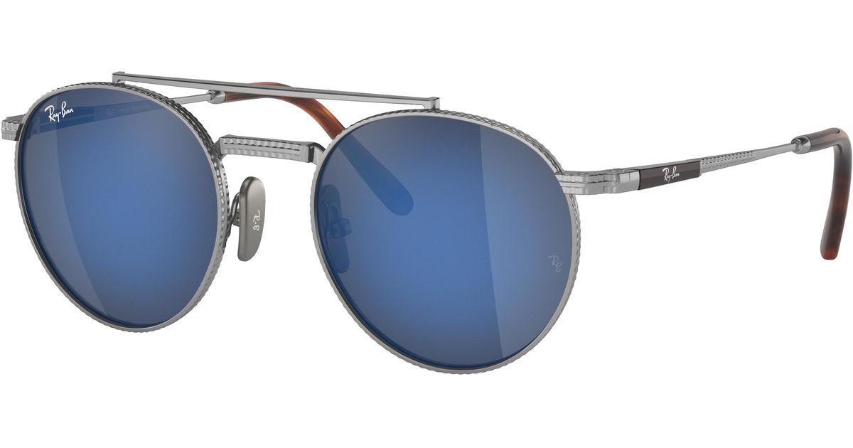 RayBan Sunglass Rb8237 Round Ii Titanium in Grey Blue (Blue) Lyst