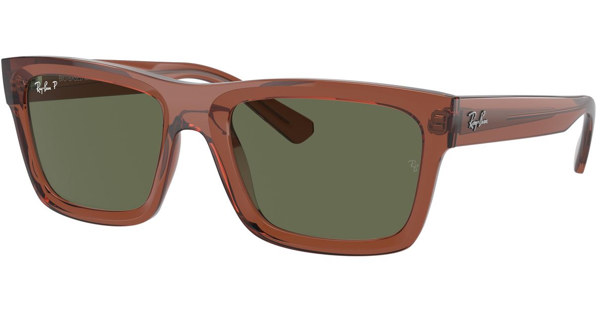Ray-Ban Warren Bio-based Sunglasses Transparent Brown Frame Green ...