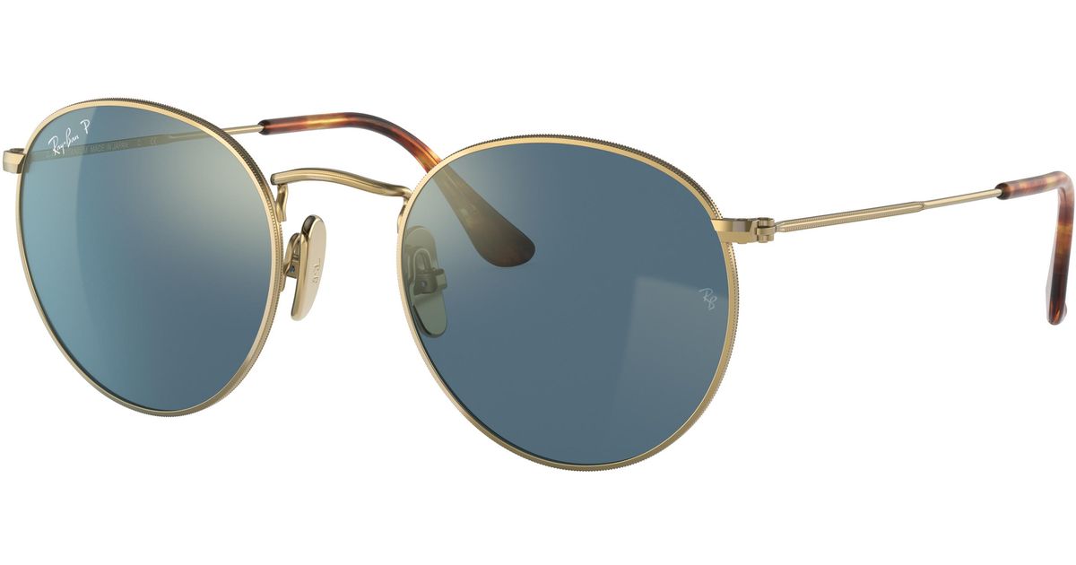 Ray-Ban Round Titanium Gold in Metallic - Lyst