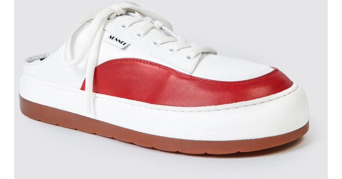 Sunnei Dreamy Sabot Leather / White & Red | Lyst