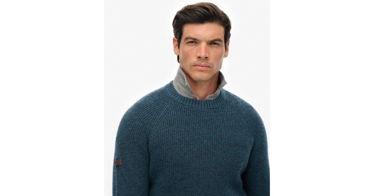Superdry Chunky Raglan Jumper in Blue for Men Lyst UK