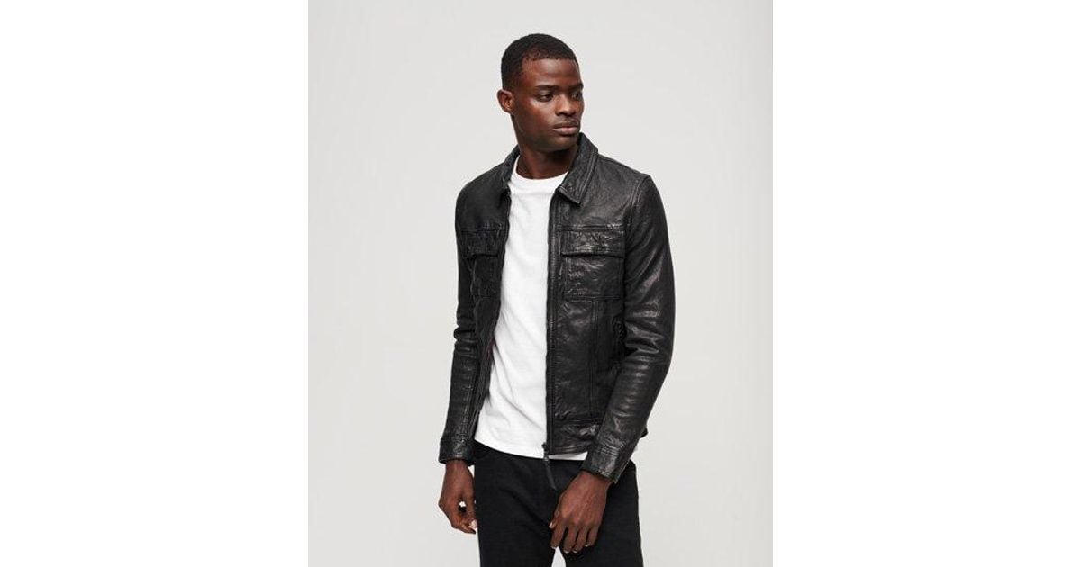 ジャケット・アウター Superdry Men's Seventies Leather Jacket mens 70s Leather Jacket in Black | Superdry US