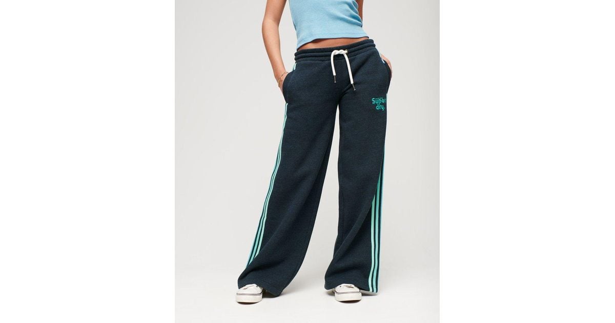 Superdry Side Stripe Wide Leg Joggers in Blue Lyst UK