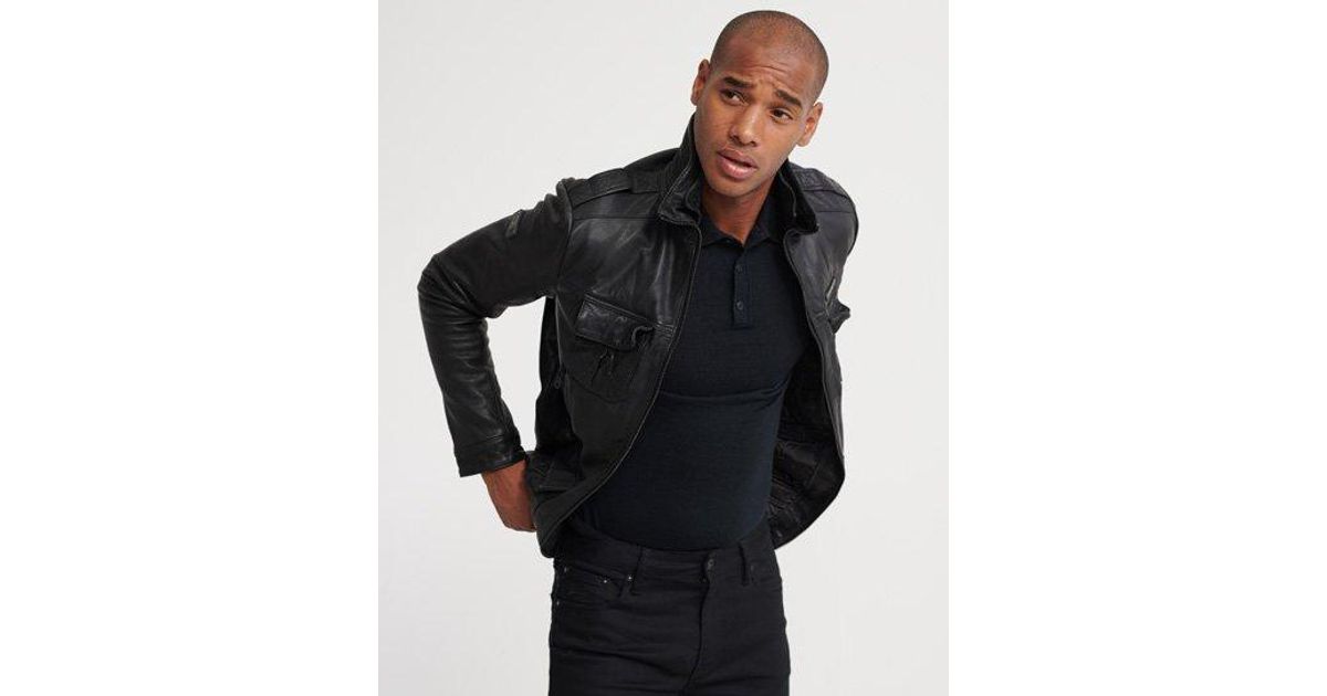 Superdry Icon Brad Leather Jacket Online Sale, UP TO 70% OFF