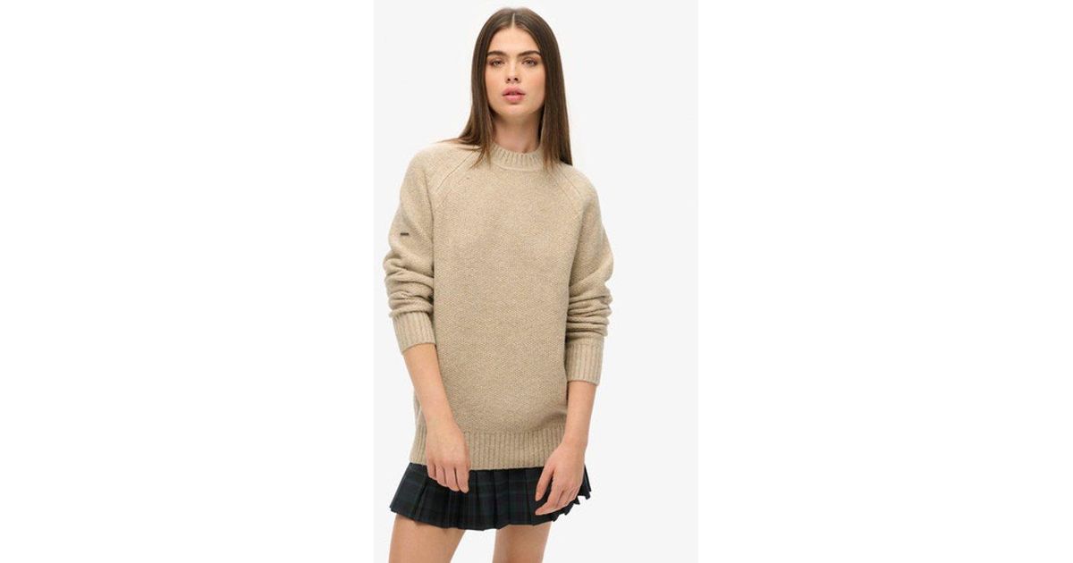 Superdry Oversized Knitted Chunky Raglan Jumper in Natural Lyst UK