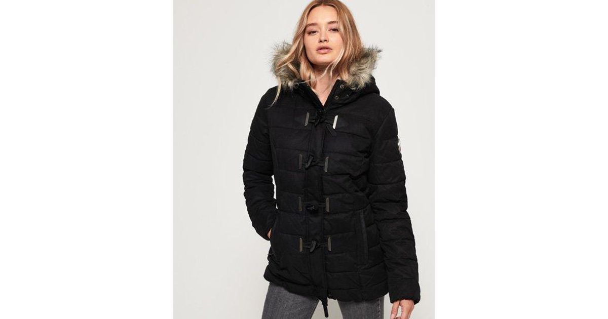 microfibre tall toggle parka jacket