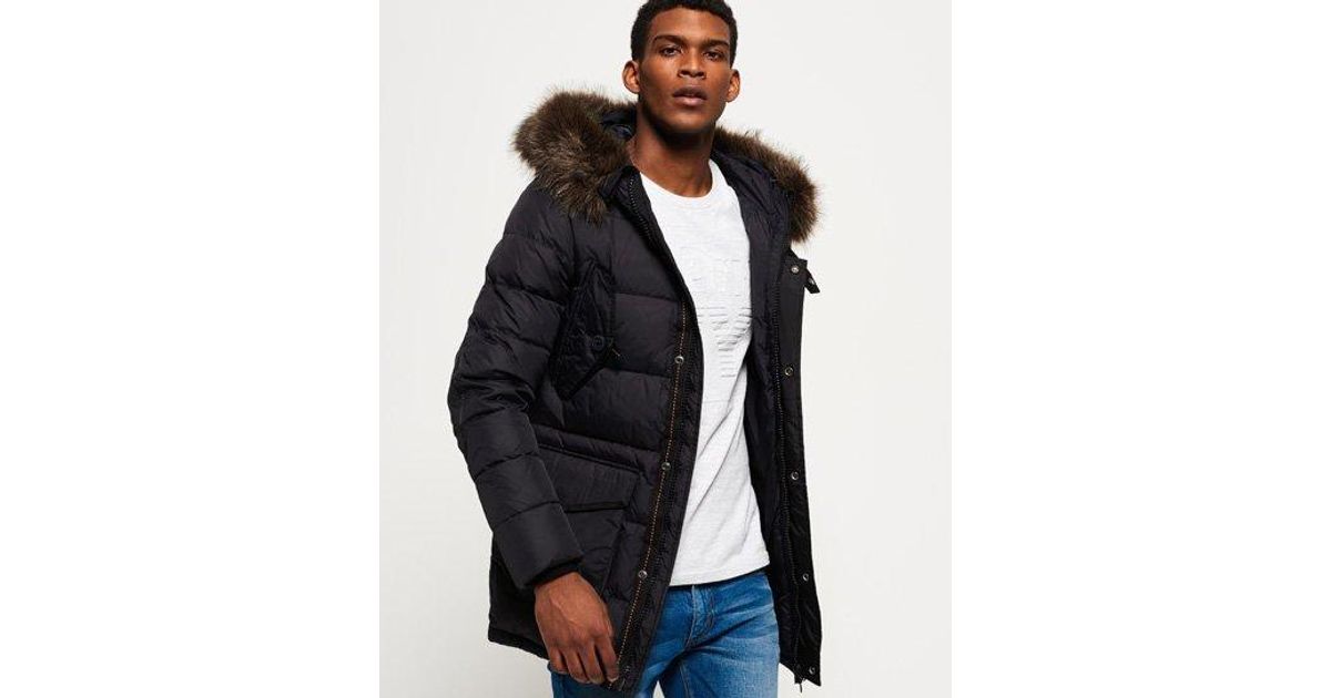 superdry longline down chinook parka