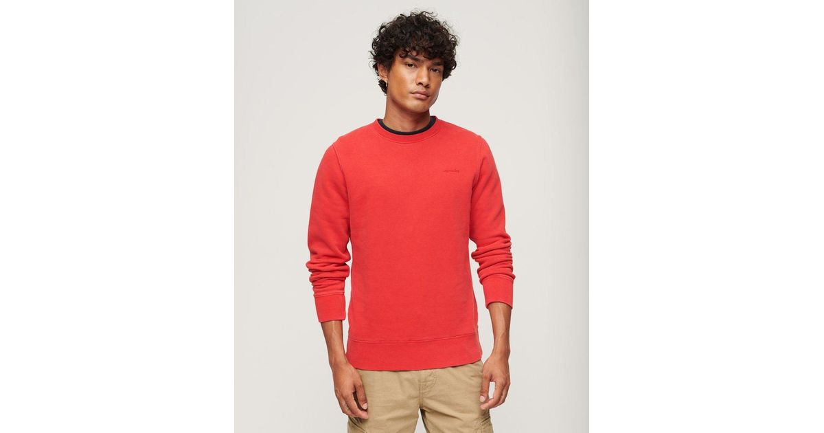 Superdry Vintage Washed Sweatshirt in Red for Men | Lyst