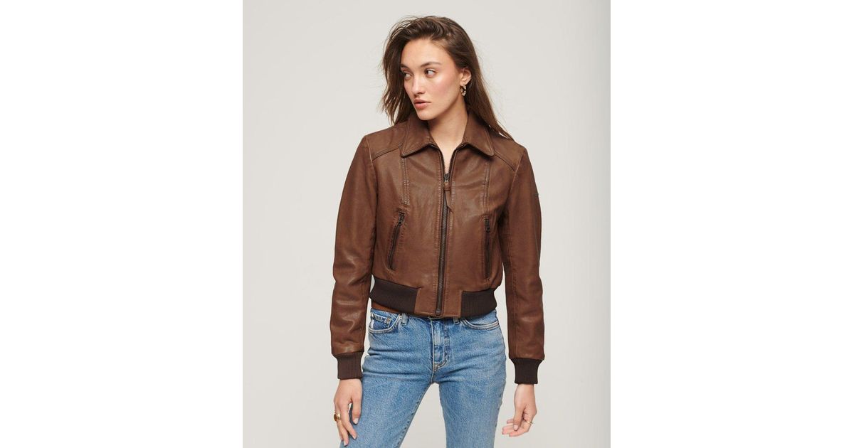 Veste en cuir style annees 70 Superdry en coloris Bleu Lyst