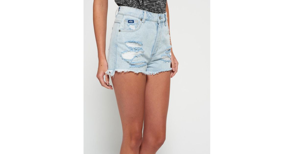 New Womens Superdry Boyfriend Shorts Sketch Rose