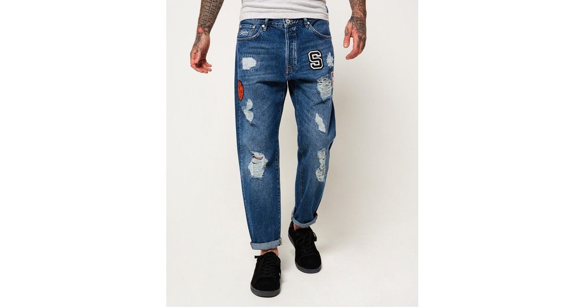 Superdry Denim Oversized Tapered Jeans in Blue for Men - Lyst