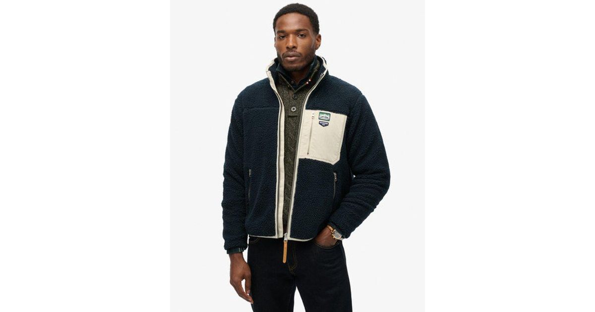 Superdry Veste Polaire Vintage Rétro Homme - Zip Intégral, Poches Travail, Style Streetwear Douillet