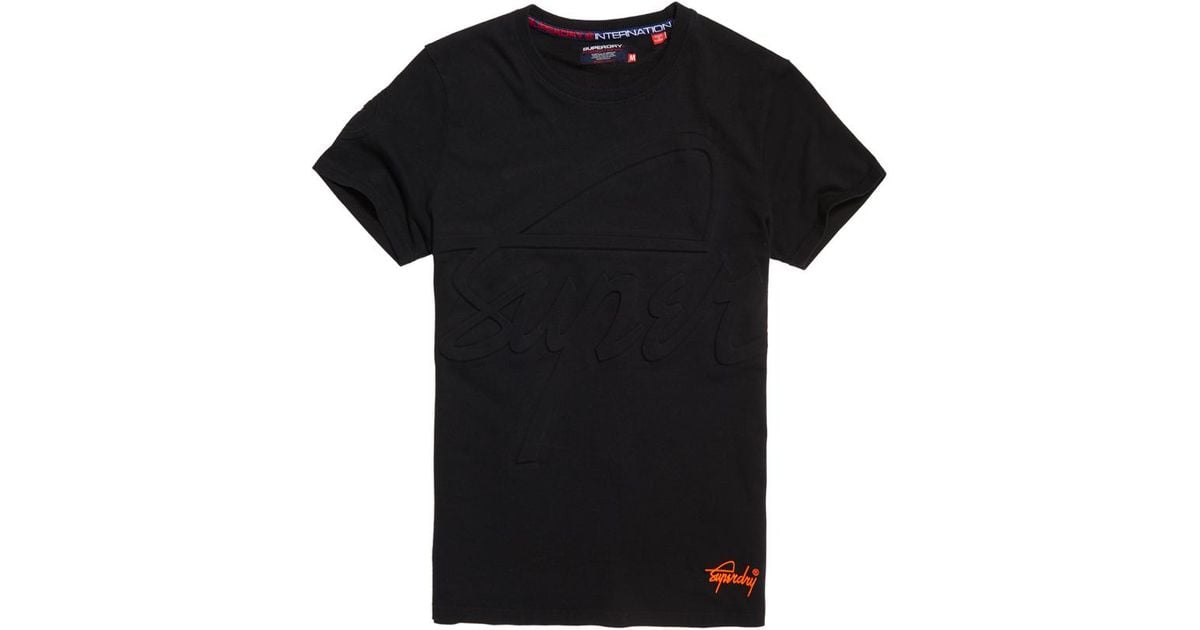 Superdry Cotton Crew Embossed T-shirt in Black for Men - Lyst