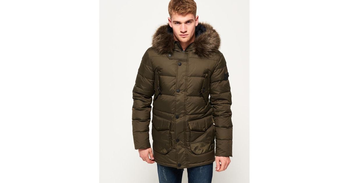 superdry longline down chinook parka