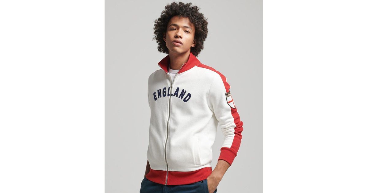 Superdry X Ringspun Football England Track Top in Gray for Men