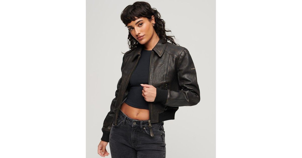 Superdry Black Vintage Leather Coat (S)