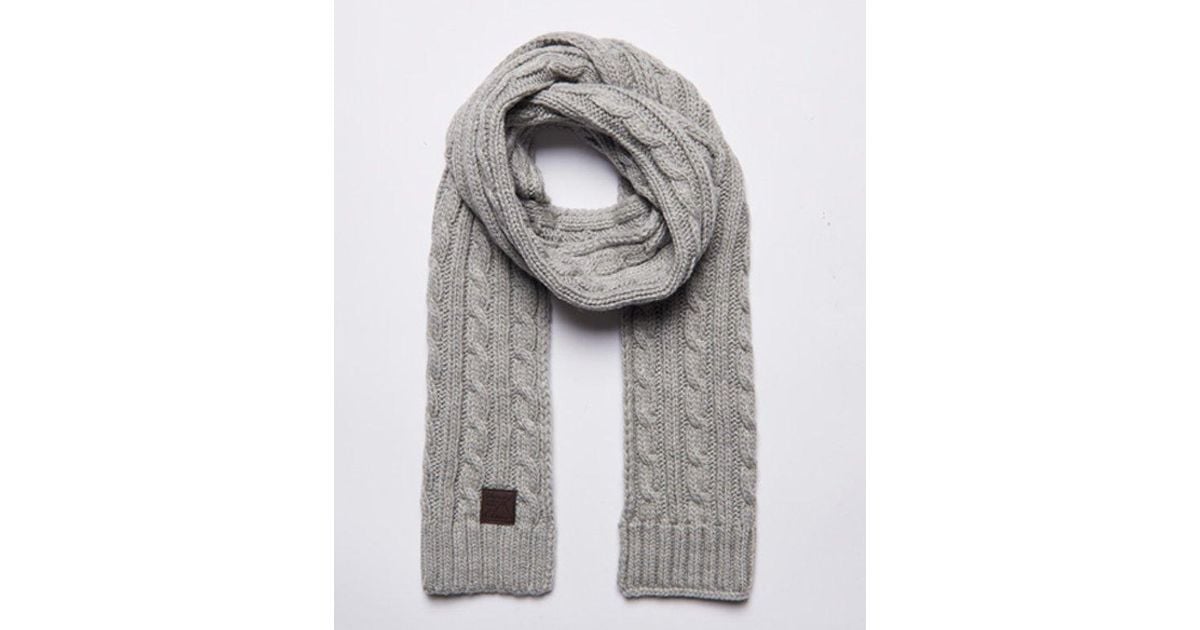 Superdry Trawler Cable Scarf in Grey for Men Lyst UK
