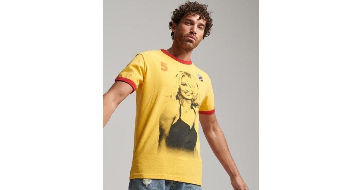 Superdry Ringspun Allstars Pa Graphic Ringer T-shirt in Yellow for Men