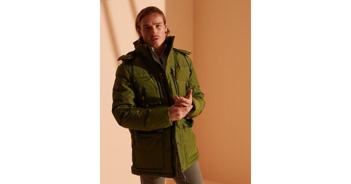 Superdry Expedition Down Parka Coat in Green for Men | Lyst