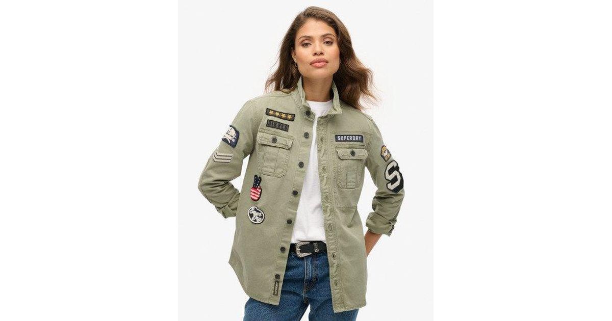 Superdry Robe Chemise Militaire Femme Chemise Militaire Brodée En