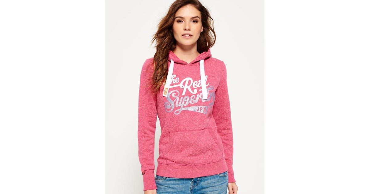 Superdry Real Brand Hoodie in Pink - Lyst