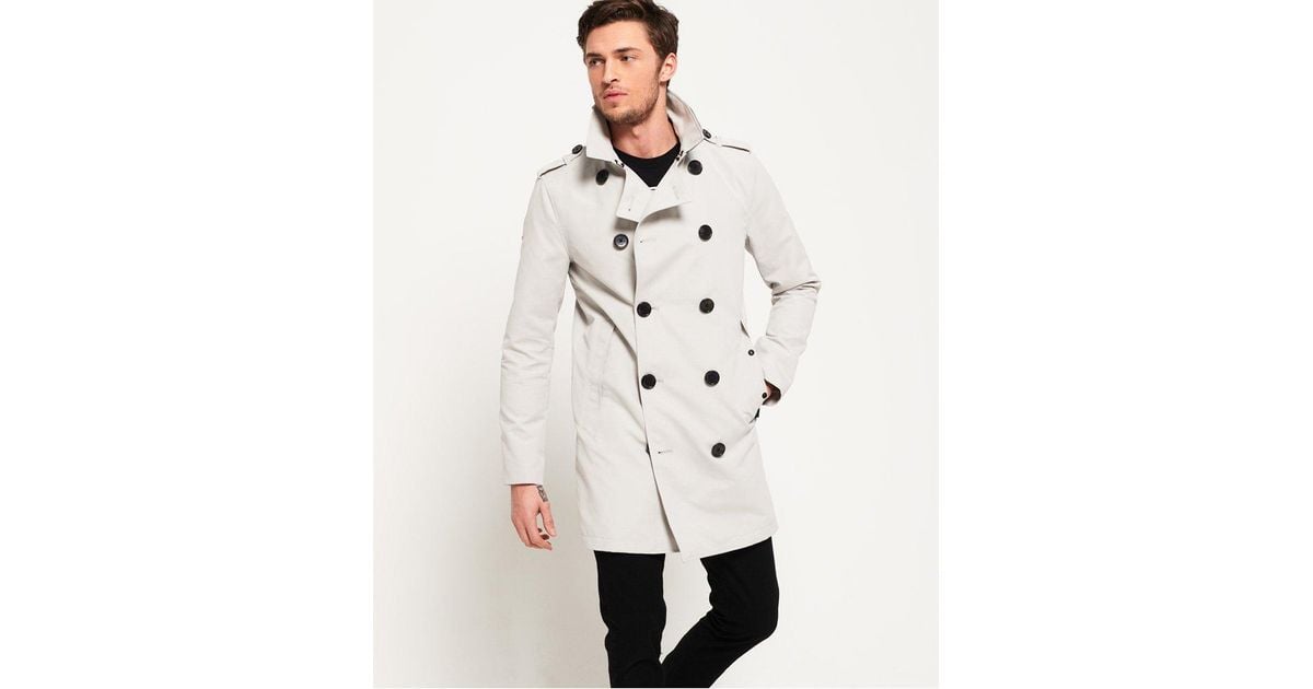 Superdry Premium Rogue Trench Coat in Light Grey (Gray) for Men | Lyst