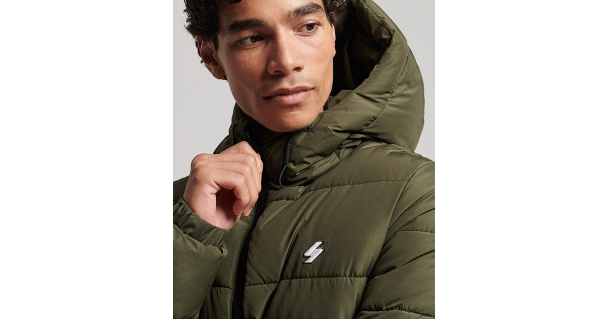 Superdry Sports Puffer Hooded Jacket in Green for Men Lyst