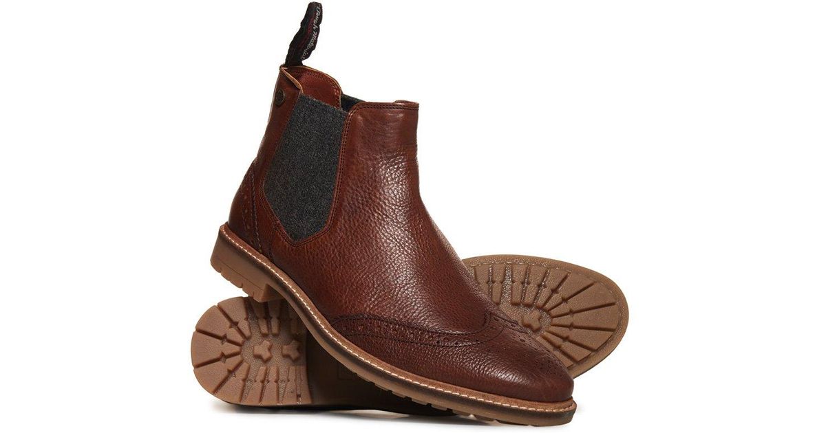 Superdry Leather Brad Brogue Chelsea Boot in Brown for Men - Lyst