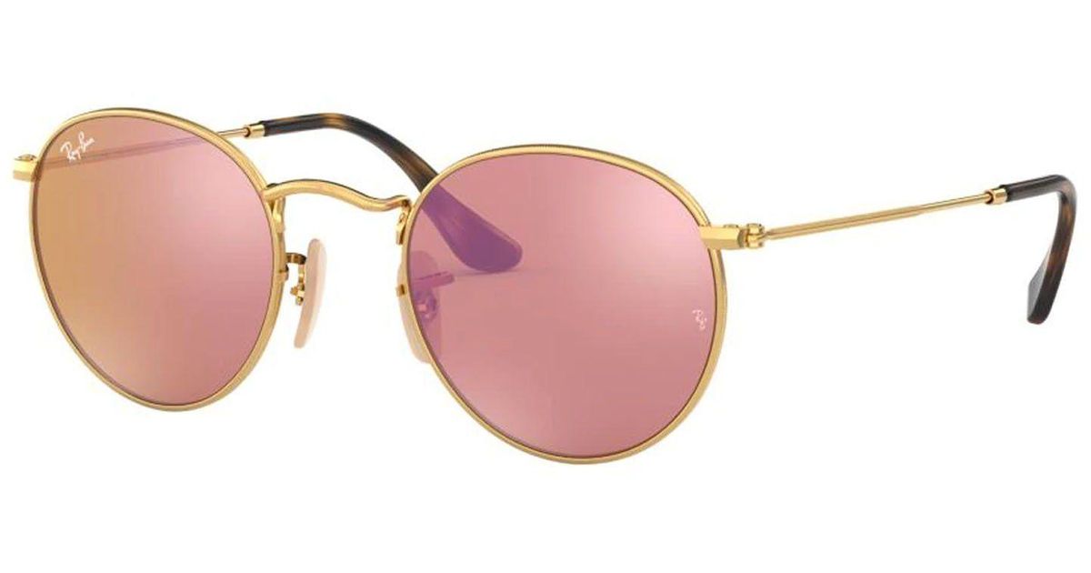 Ray-Ban Round Metal Sunglasses in Pink for Men | Lyst