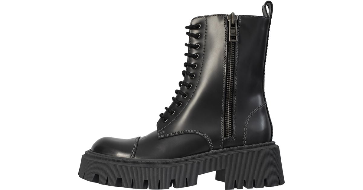Balenciaga Leather Tractor 20mm Lace Up Boots in Grey (Gray) | Lyst