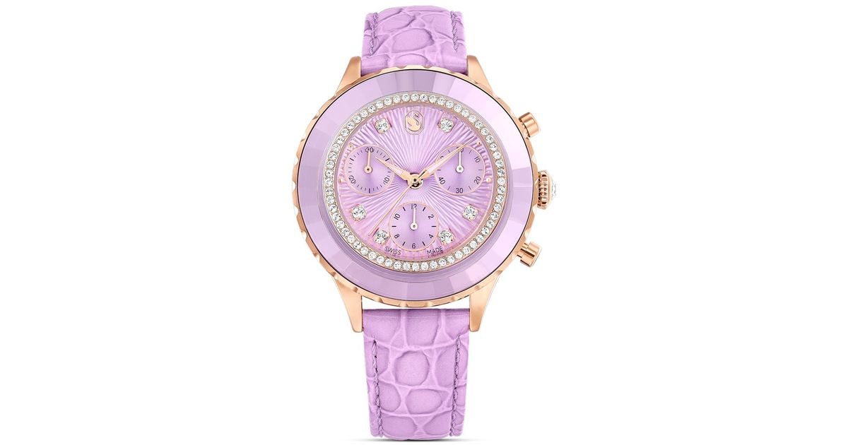 Reloj octea chrono, fabricado en suiza, correa de piel de Swarovski