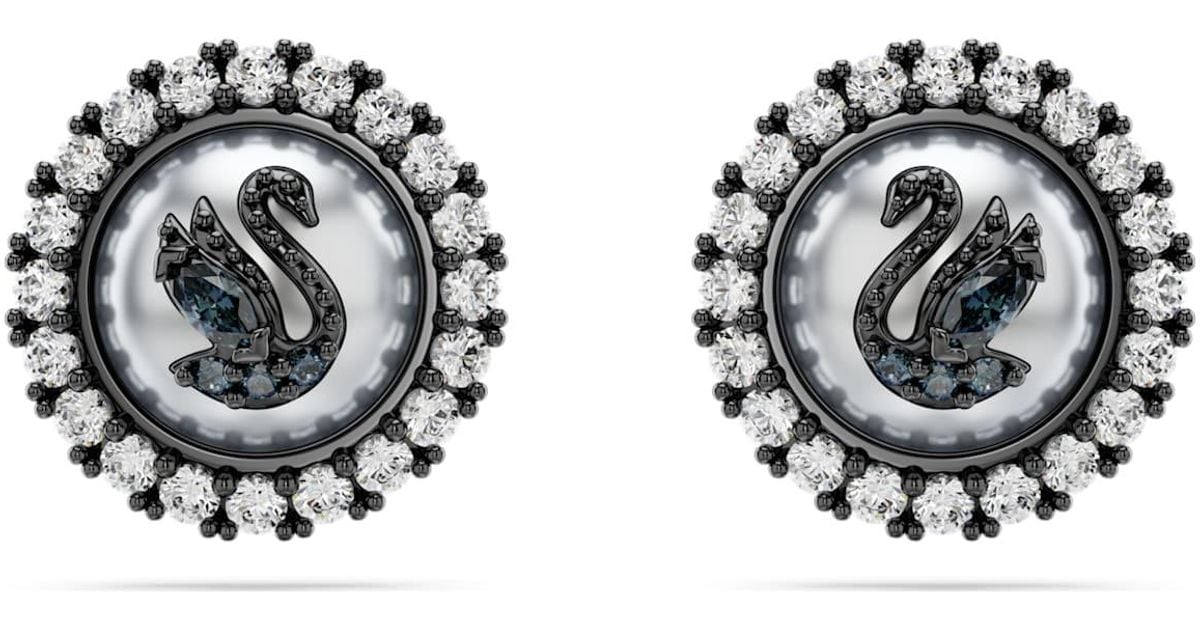 Ear Studs Black Swan Earrings Swarovski Swarovski Swan Drop