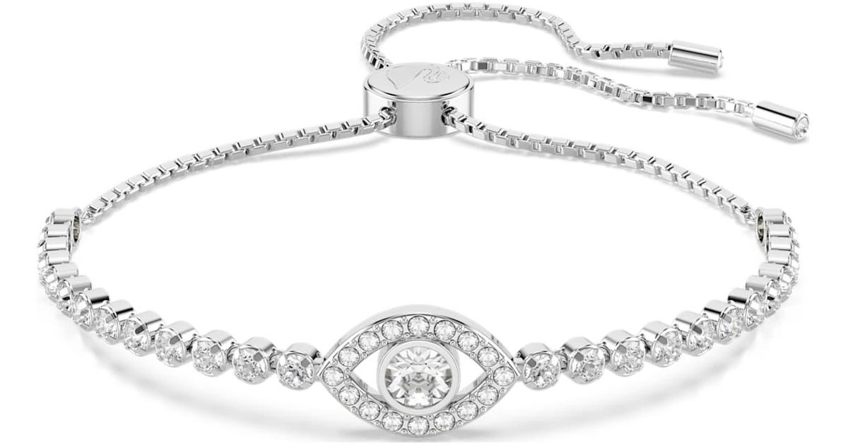 Swarovski Matrix Bracelet, Evil Eye, Rhodium Plated in Metallic | Lyst