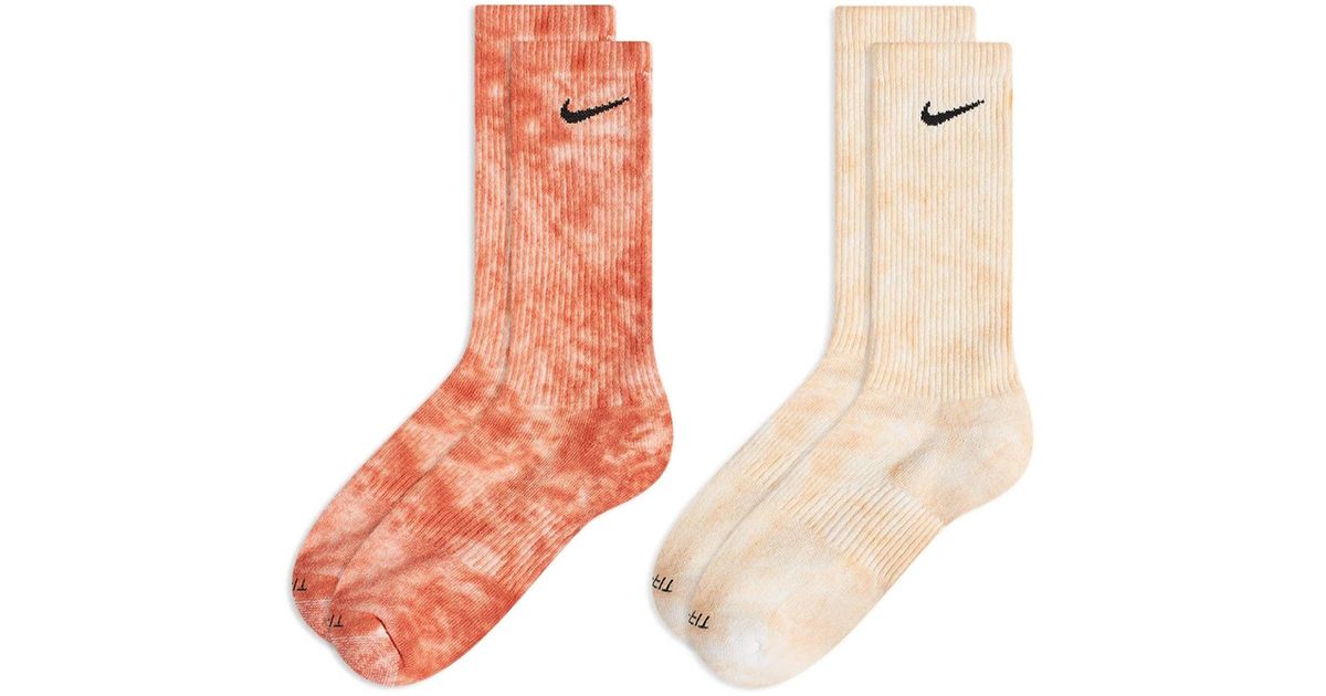 Nike U Everyday Plus Cushioned Tie-dye Crew Socks 2-pack in Natural | Lyst