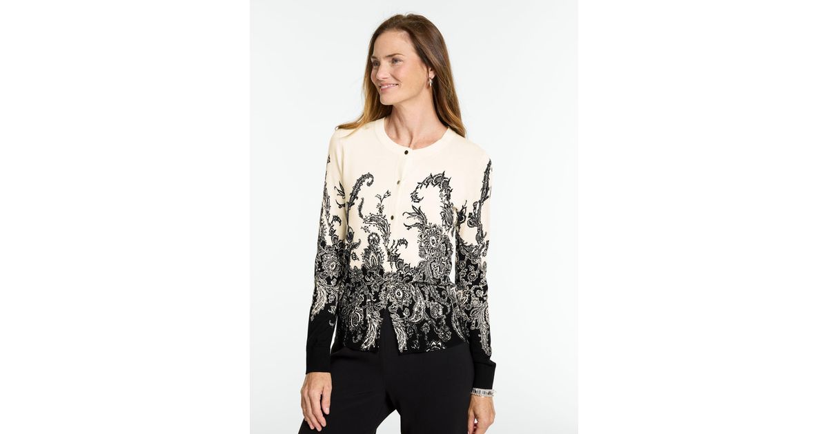 Talbots Occasion Crewneck Cardigan Sweater in Black | Lyst
