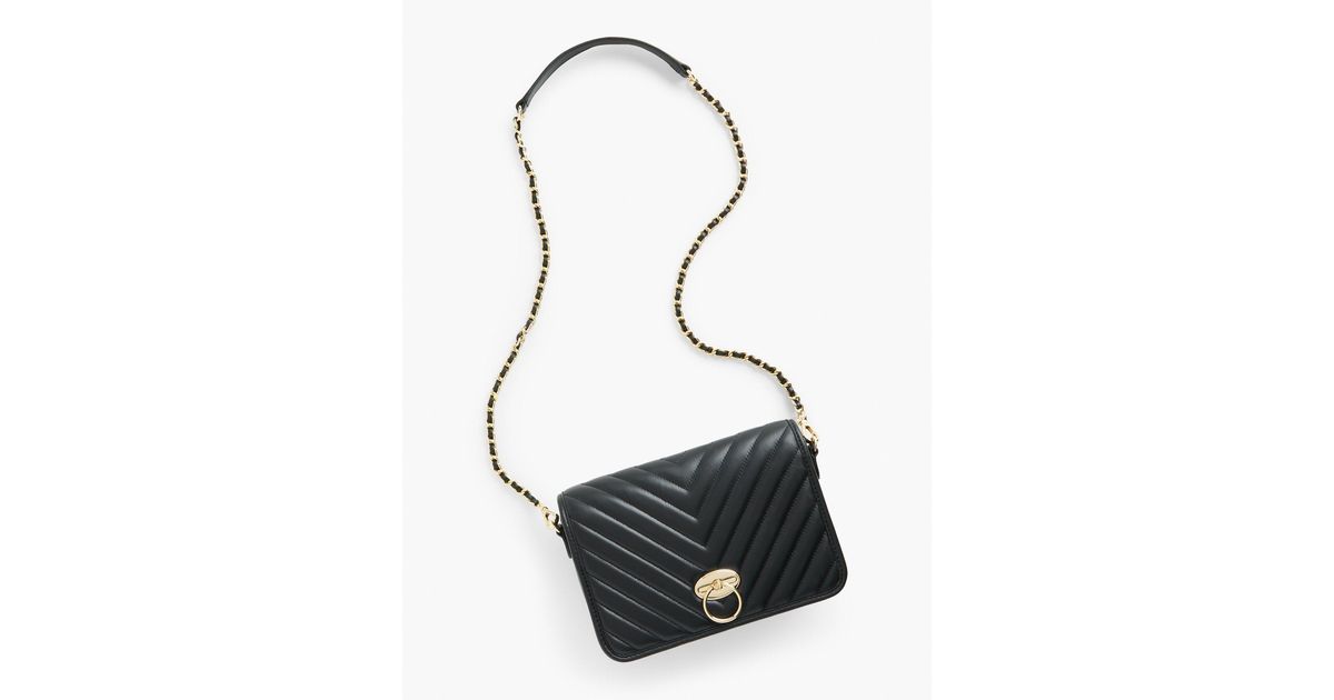 Talbots Quilted Leather Crossbody Bag in Black | Lyst