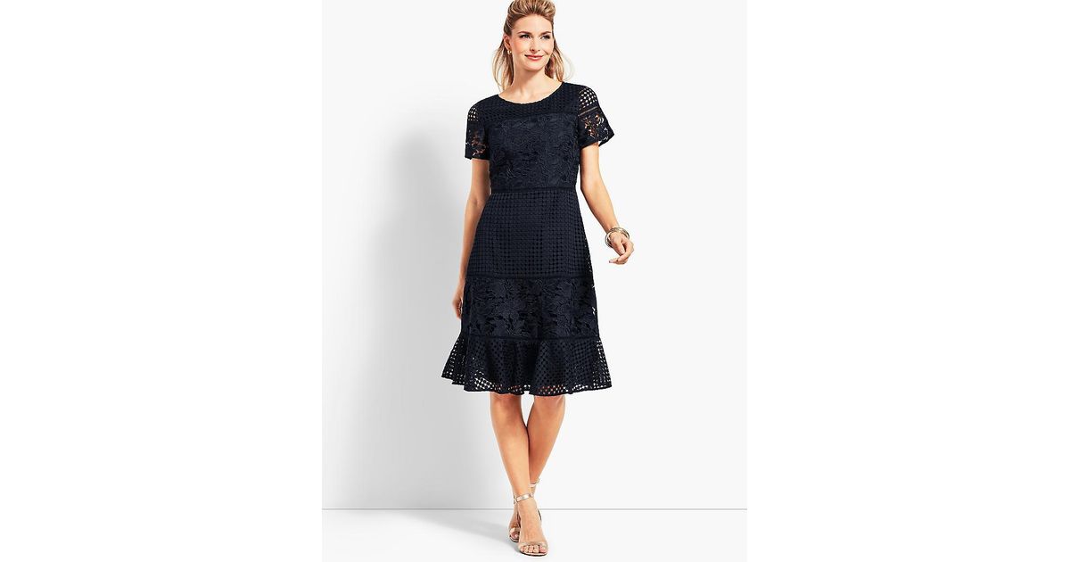 talbots mixed lace fit and flare dress