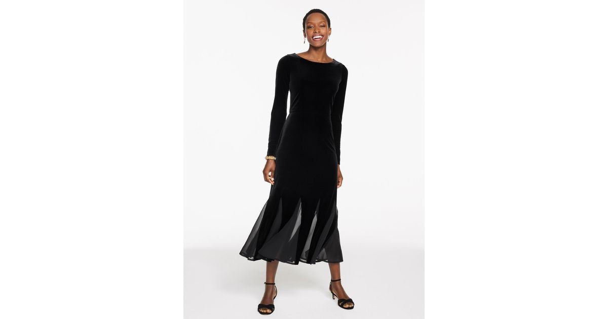 Talbots Velour Fit & Flare Maxi Dress in Black | Lyst
