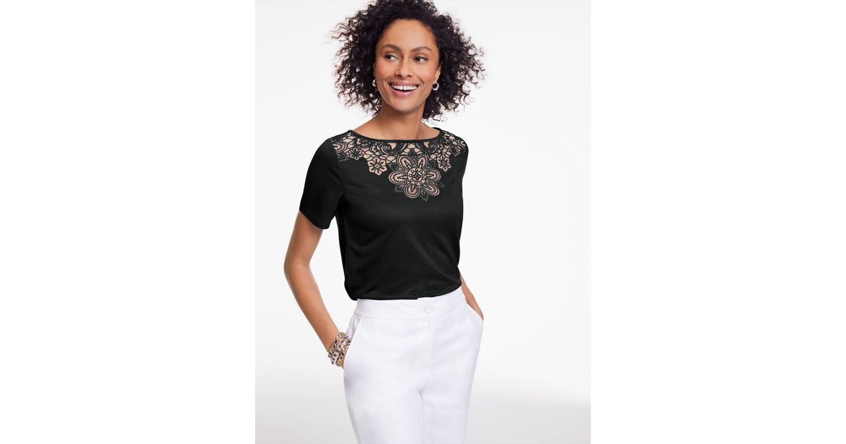 Talbots Smashing6 Talbots Burnout Jersey Short Sleeve Top in Black | Lyst Canada