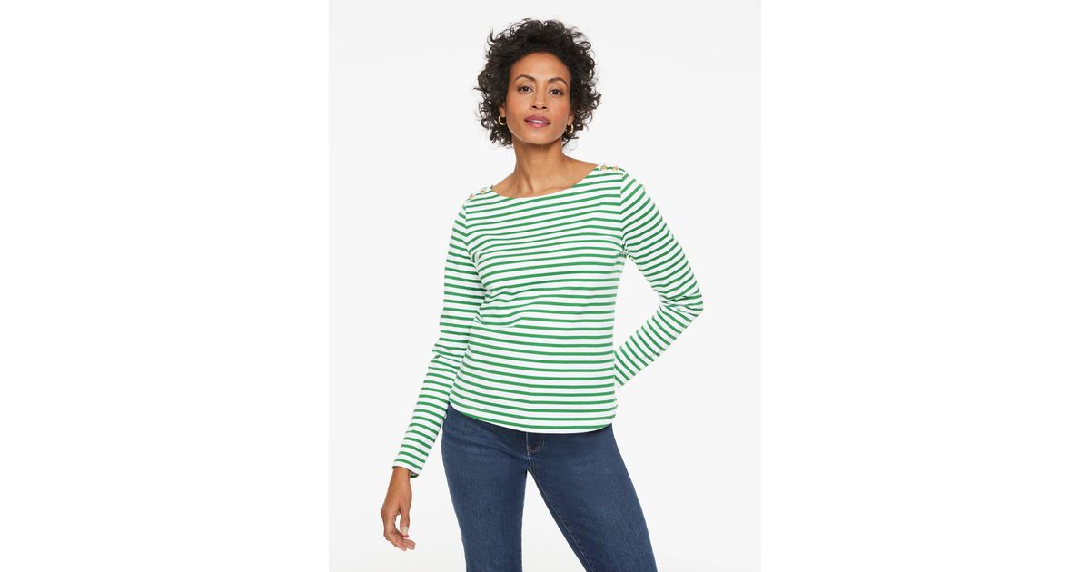 Talbots Smashing6 Talbots Knot Button Shoulder T-shirt in Green | Lyst